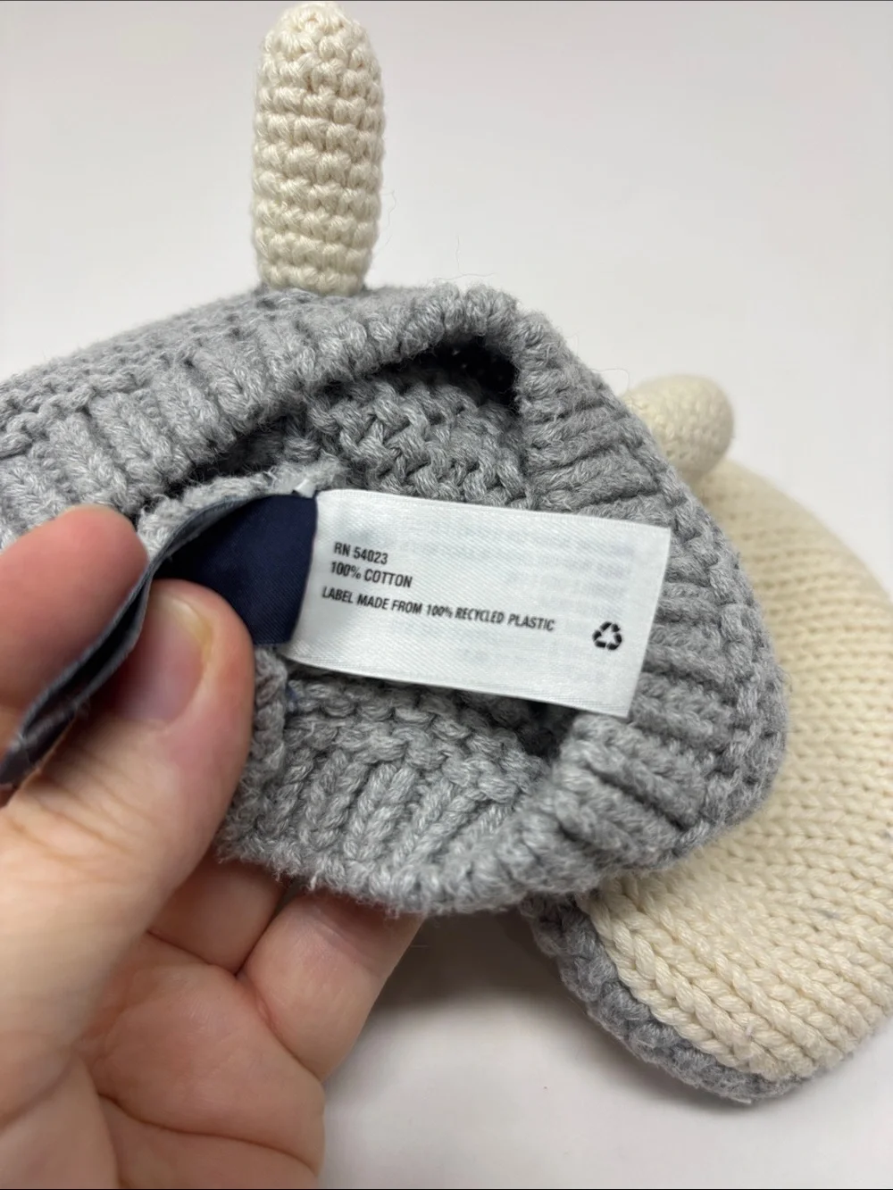 Baby Gap Knit Elephant Hat Size: 0-3 Months Gray/Tan